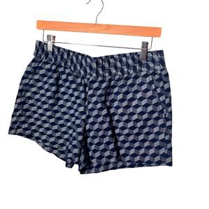 J. Crew 3" Boardwalk Shorts Blue Geometric Elastic Waist Pull On Style Sz 4